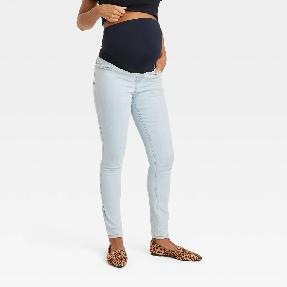 Over Belly Skinny Maternity Pants - Isabel Maternity- Ingrid & Isabel Light Wash
